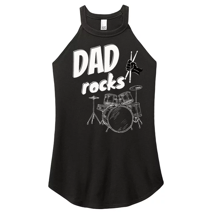 Dad Fathers Day Drum Kit Drums Music Gift Idea Women’s Perfect Tri Rocker Tank