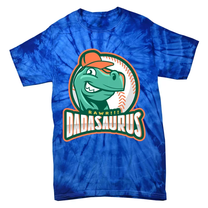 Dadasaurus Funny Design For Fathers Day With Baseball Gift Tie-Dye T-Shirt