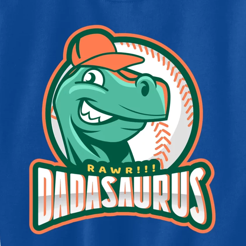 Dadasaurus Funny Design For Fathers Day With Baseball Gift Kids Sweatshirt