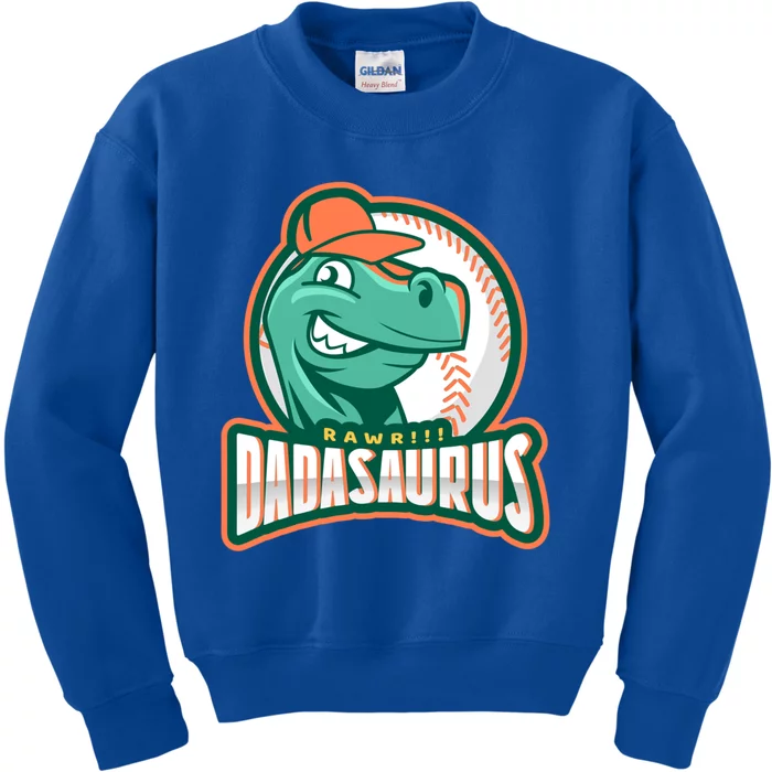 Dadasaurus Funny Design For Fathers Day With Baseball Gift Kids Sweatshirt