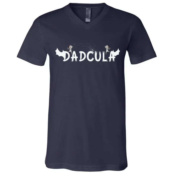 Dadcula Funny Dad Halloween Costume Spooky Season Scary Gift V-Neck T-Shirt