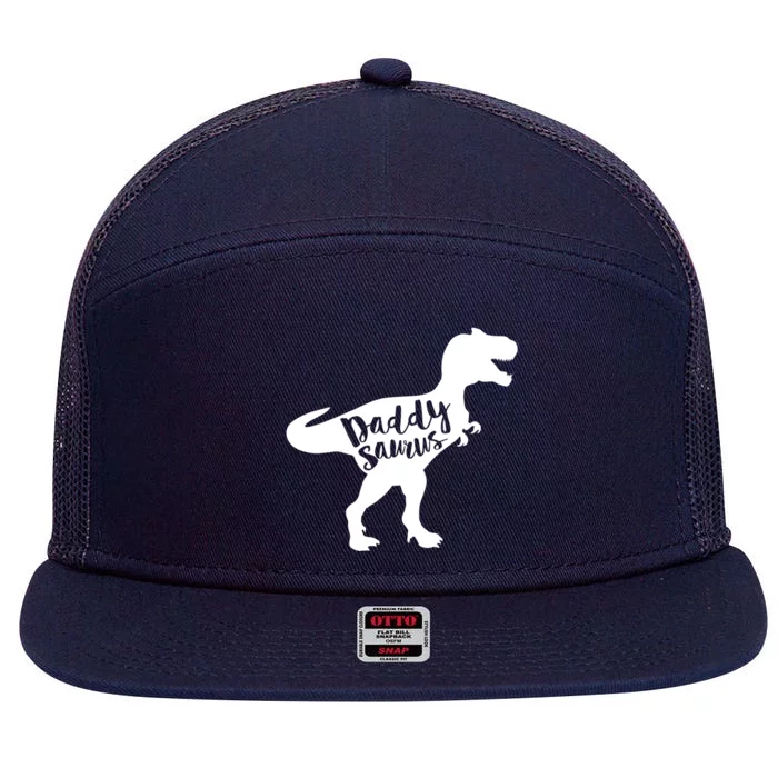 Daddysaurus = Funny Dinosaur Dad Gift T Rex Dark Cool Gift 7 Panel Mesh Trucker Snapback Hat