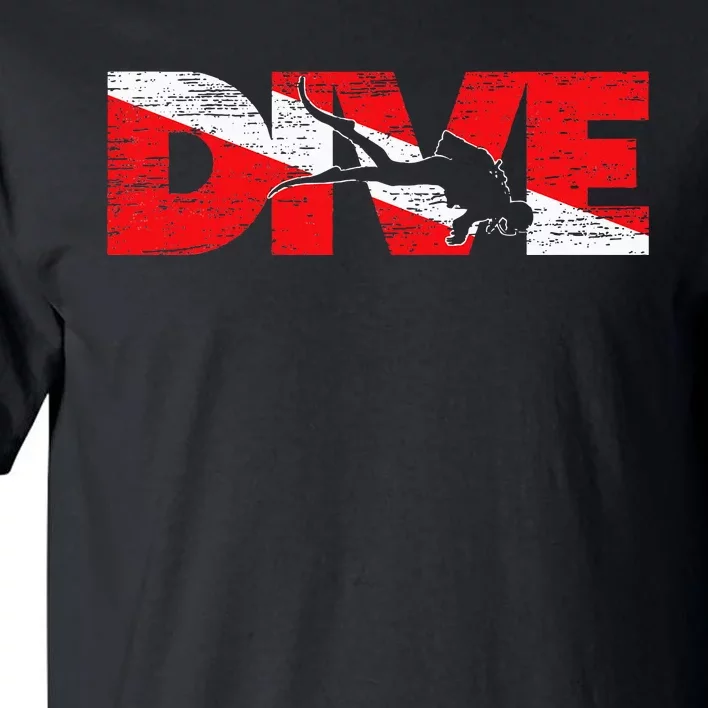 Dive Flag Diver Down Aquaholic Scuba Diving Ocean Life Tall T-Shirt