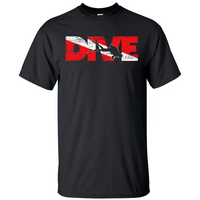 Dive Flag Diver Down Aquaholic Scuba Diving Ocean Life Tall T-Shirt