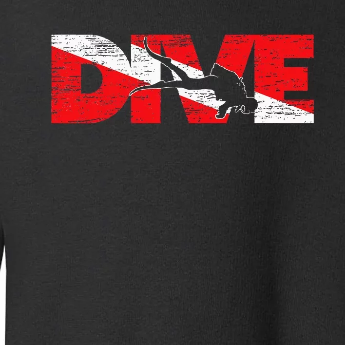 Dive Flag Diver Down Aquaholic Scuba Diving Ocean Life Toddler Sweatshirt