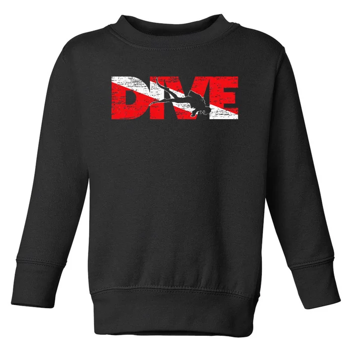 Dive Flag Diver Down Aquaholic Scuba Diving Ocean Life Toddler Sweatshirt