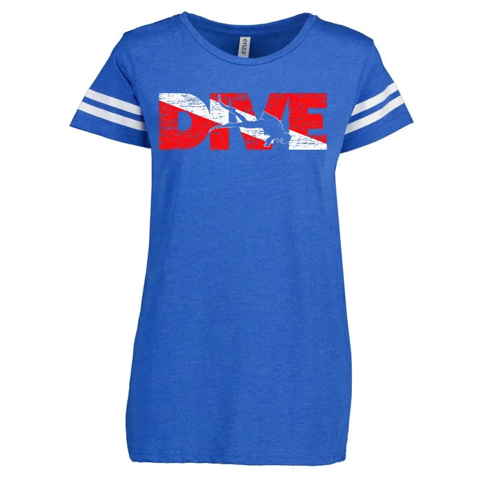 Dive Flag Diver Down Aquaholic Scuba Diving Ocean Life Enza Ladies Jersey Football T-Shirt