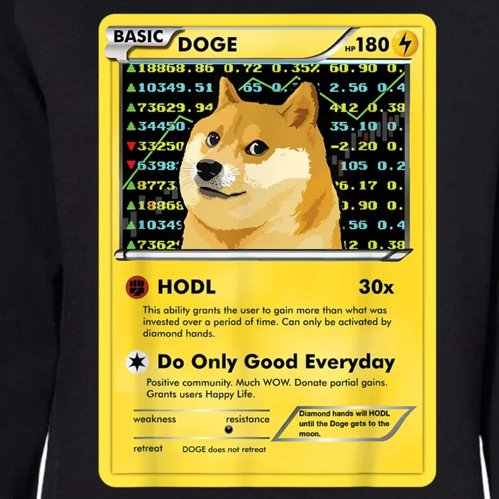 Dogecoin Funny Doge HODL Card Crypto Meme Dog Womens California Wash Sweatshirt