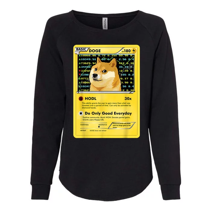 Dogecoin Funny Doge HODL Card Crypto Meme Dog Womens California Wash Sweatshirt