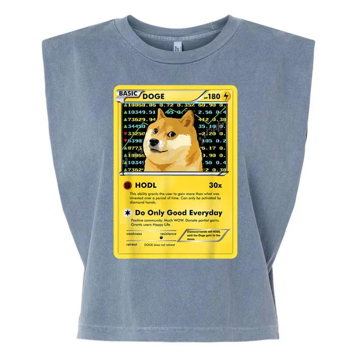 Dogecoin Funny Doge HODL Card Crypto Meme Dog Garment-Dyed Women's Muscle Tee