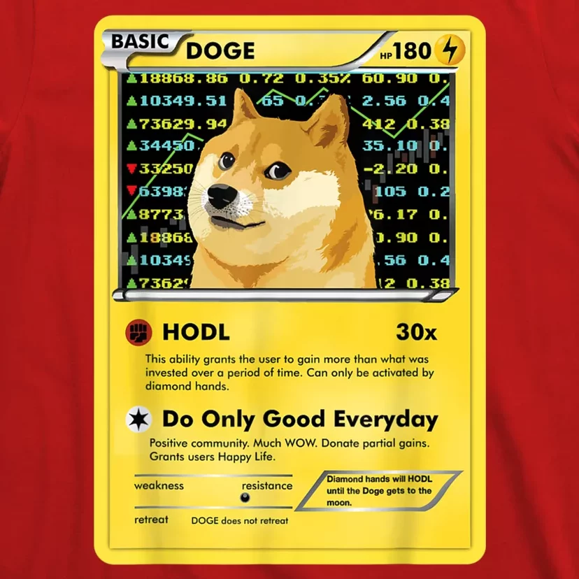 Dogecoin Funny Doge HODL Card Crypto Meme Dog T-Shirt