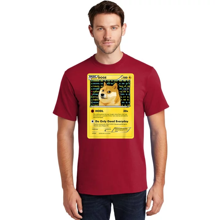 Dogecoin Funny Doge HODL Card Crypto Meme Dog Tall T-Shirt