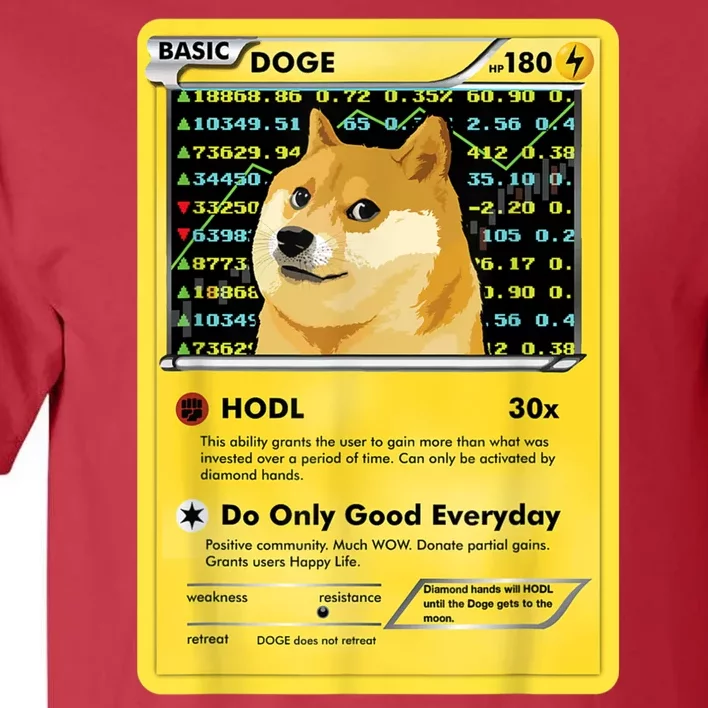 Dogecoin Funny Doge HODL Card Crypto Meme Dog Tall T-Shirt