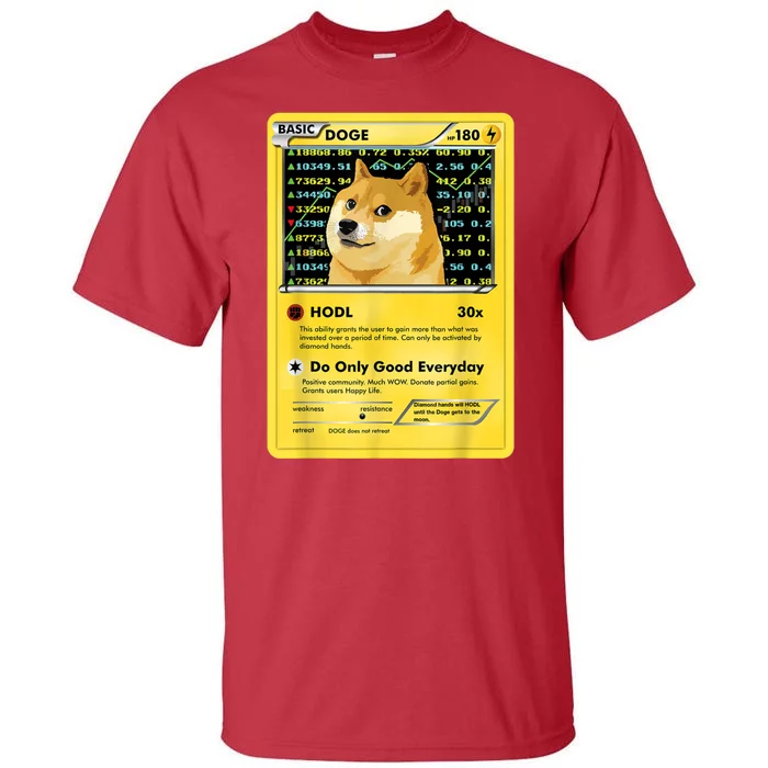 Dogecoin Funny Doge HODL Card Crypto Meme Dog Tall T-Shirt