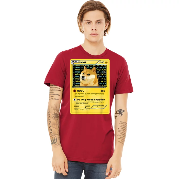 Dogecoin Funny Doge HODL Card Crypto Meme Dog Premium T-Shirt