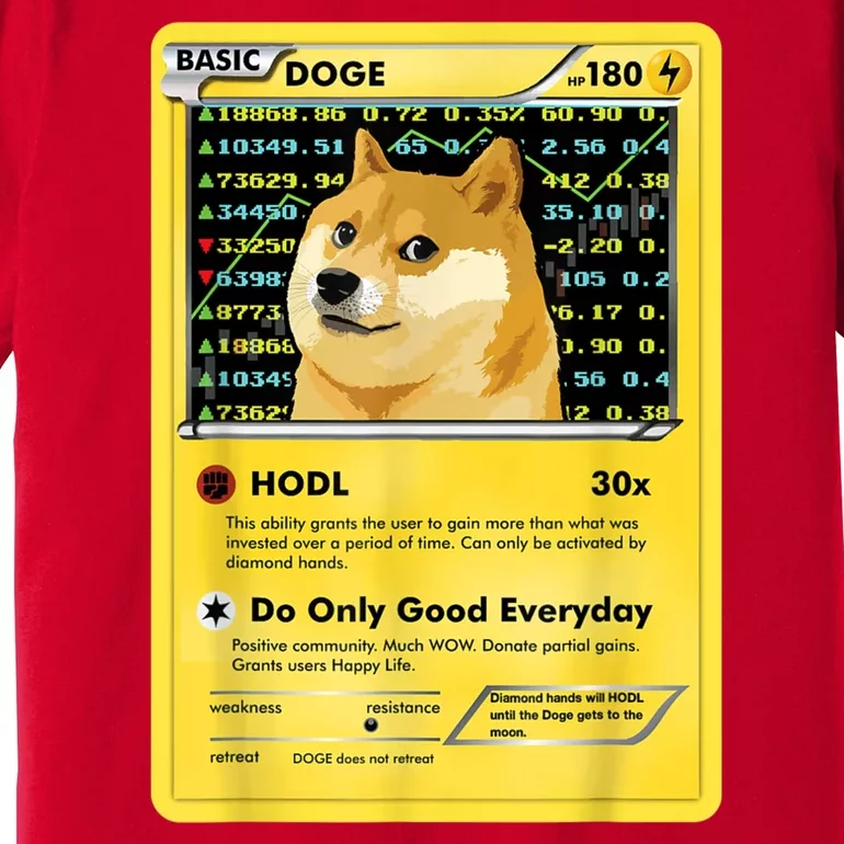 Dogecoin Funny Doge HODL Card Crypto Meme Dog Premium T-Shirt