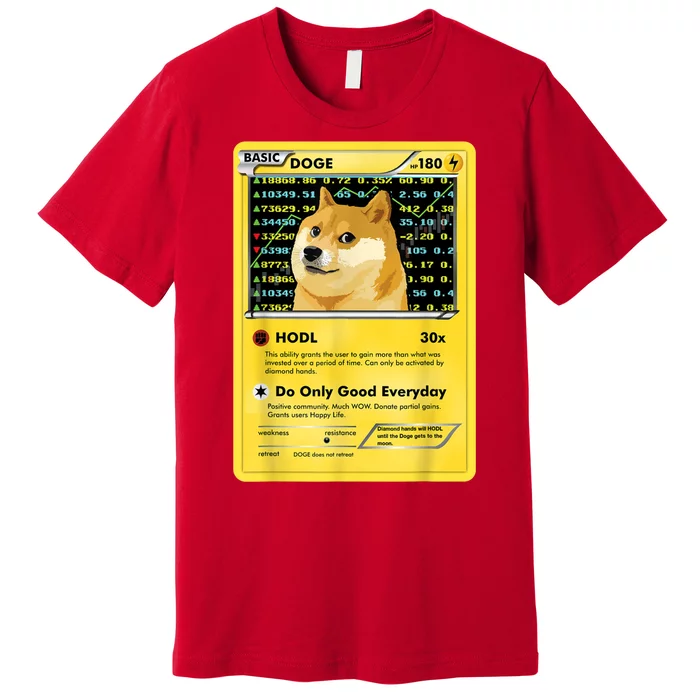 Dogecoin Funny Doge HODL Card Crypto Meme Dog Premium T-Shirt