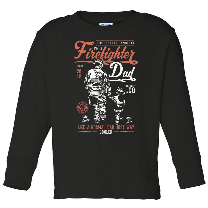 Distressed Firefighter Dad Shirts Men Fathers Day Fireman Toddler Long Sleeve Shirt