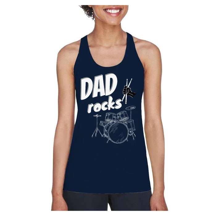 Dad Fathers Day Drum Kit Drums Music Gift Idea Women's Racerback Tank