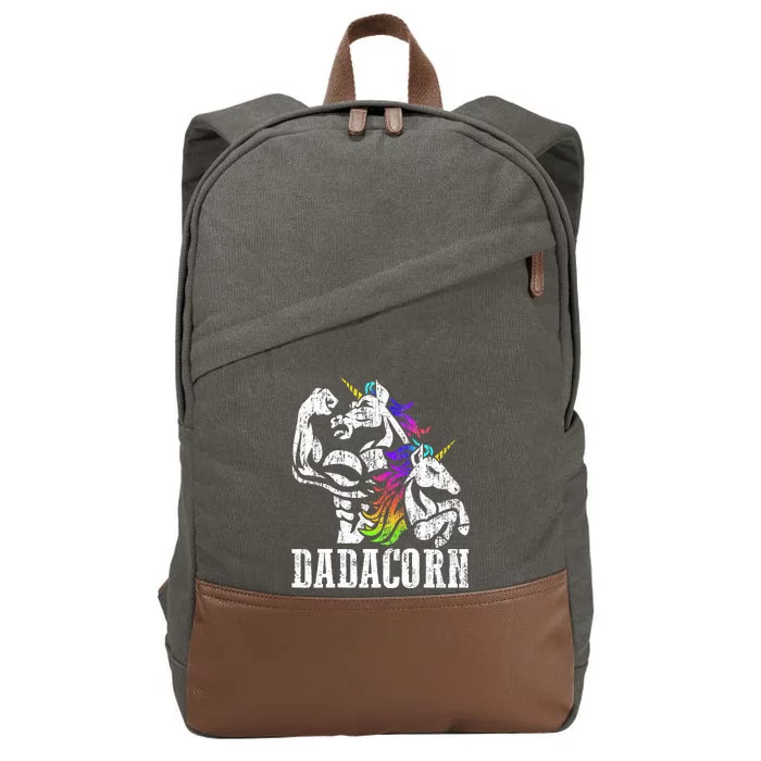 Dadacorn Fathers Day Gift for Dad of Unicorn Daughter Cotton Canvas Backpack