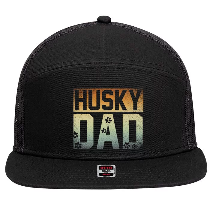 Daddy Fathers Day Pet Husky Dad Dog Lover Siberian Husky 7 Panel Mesh Trucker Snapback Hat