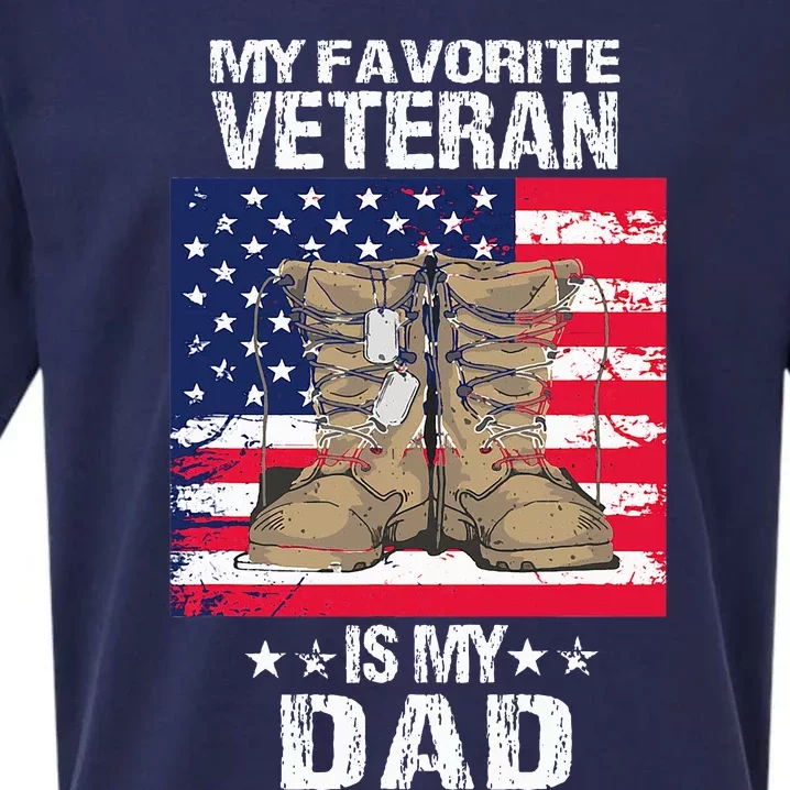 Dad FatherS Day My Favorite Veteran Is My Father Proud Kids Sueded Cloud Jersey T-Shirt