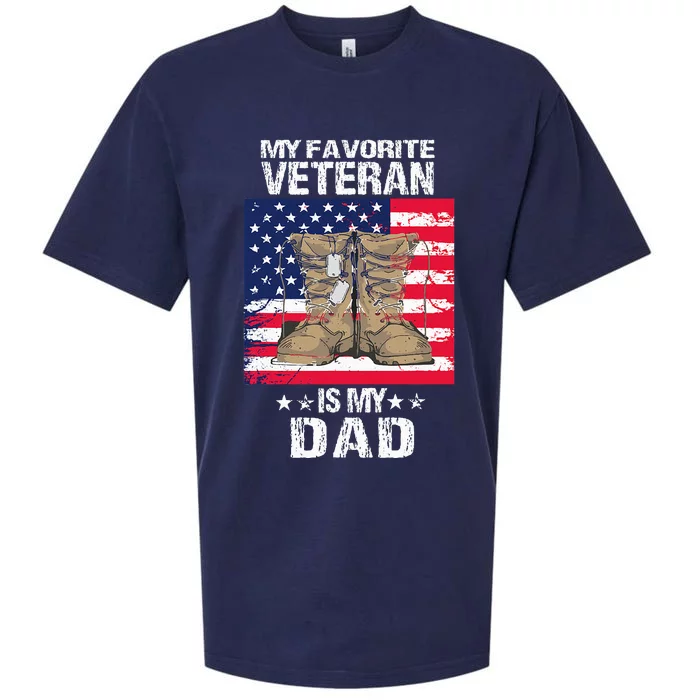 Dad FatherS Day My Favorite Veteran Is My Father Proud Kids Sueded Cloud Jersey T-Shirt