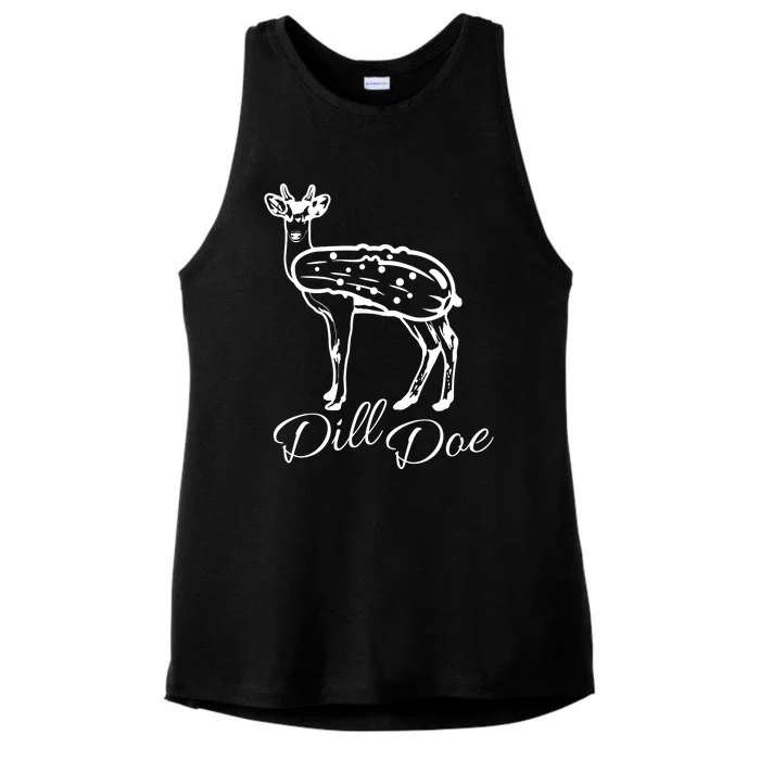 DillDoe Funny Deer Dill Doe Pickle Meme Mashup Ladies Tri-Blend Wicking Tank