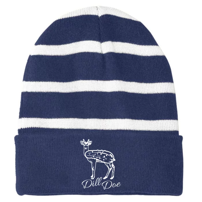 DillDoe Funny Deer Dill Doe Pickle Meme Mashup Striped Beanie with Solid Band