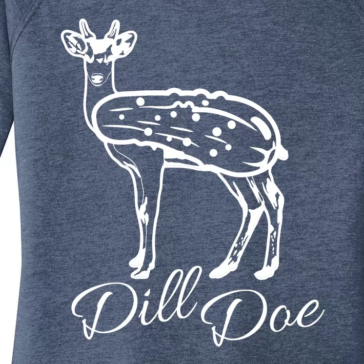 DillDoe Funny Deer Dill Doe Pickle Meme Mashup Women's Perfect Tri Tunic Long Sleeve Shirt