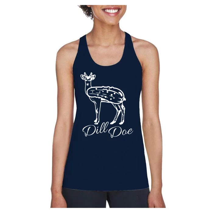 DillDoe Funny Deer Dill Doe Pickle Meme Mashup Women's Racerback Tank