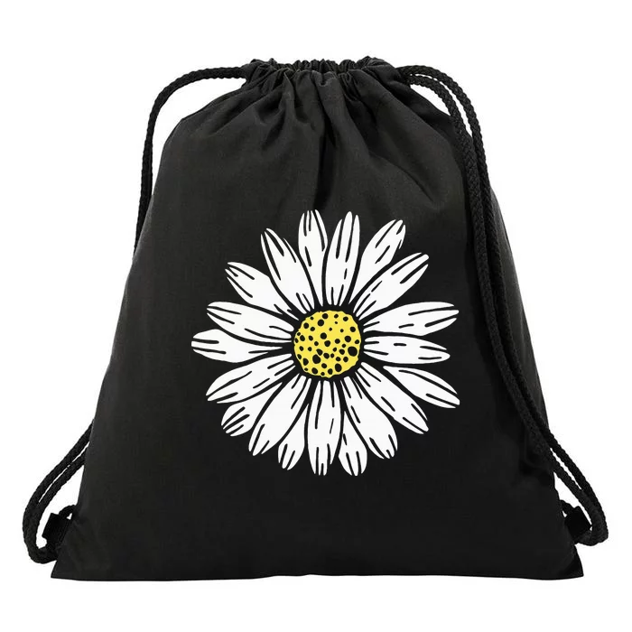 Daisy Flower Design Drawstring Bag