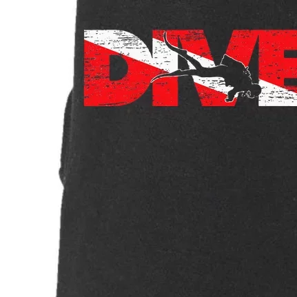 Dive Flag Diver Down Aquaholic Scuba Diving Ocean Life Doggie 3-End Fleece Hoodie