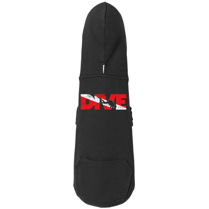 Dive Flag Diver Down Aquaholic Scuba Diving Ocean Life Doggie 3-End Fleece Hoodie