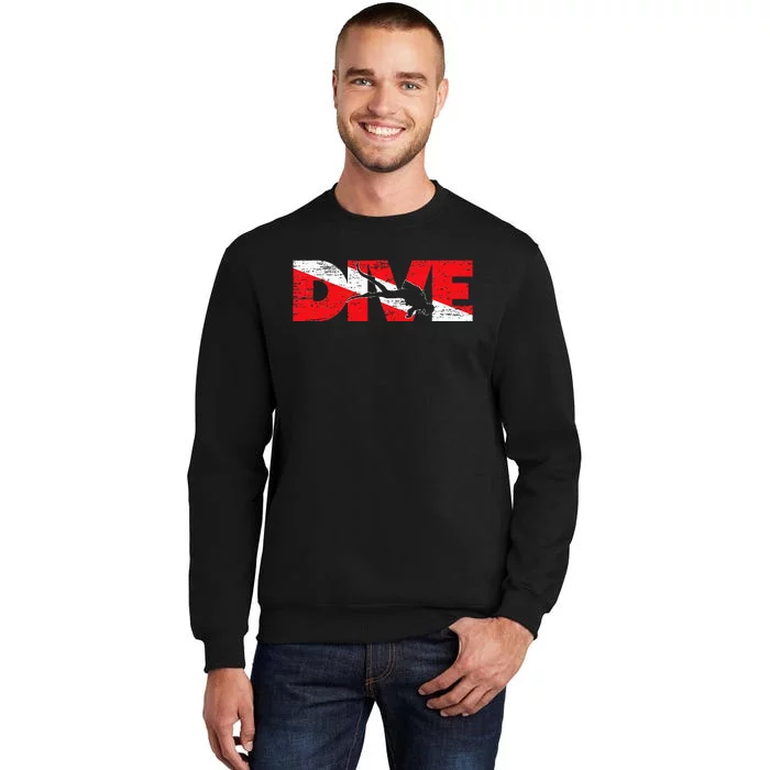 Dive Flag Diver Down Aquaholic Scuba Diving Ocean Life Tall Sweatshirt