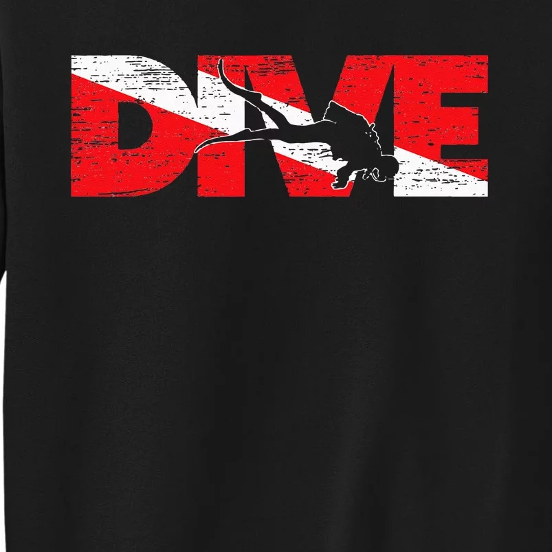 Dive Flag Diver Down Aquaholic Scuba Diving Ocean Life Tall Sweatshirt