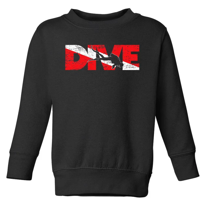 Dive Flag Diver Down Aquaholic Scuba Diving Ocean Life Toddler Sweatshirt