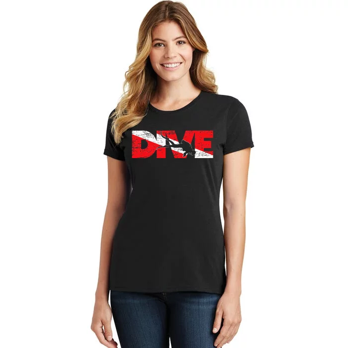 Dive Flag Diver Down Aquaholic Scuba Diving Ocean Life Women's T-Shirt