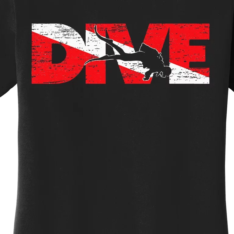 Dive Flag Diver Down Aquaholic Scuba Diving Ocean Life Women's T-Shirt