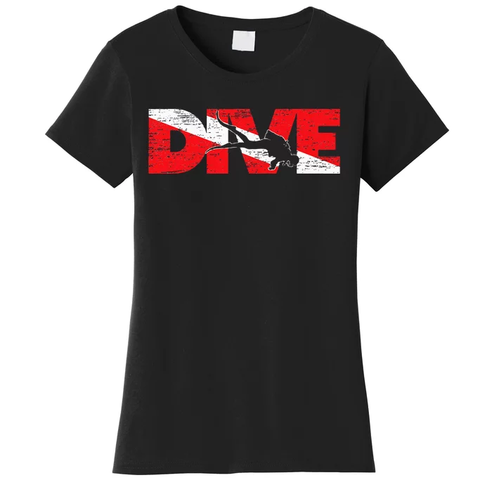 Dive Flag Diver Down Aquaholic Scuba Diving Ocean Life Women's T-Shirt