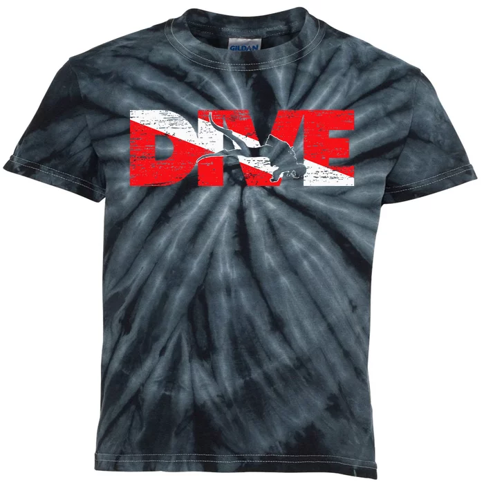 Dive Flag Diver Down Aquaholic Scuba Diving Ocean Life Kids Tie-Dye T-Shirt