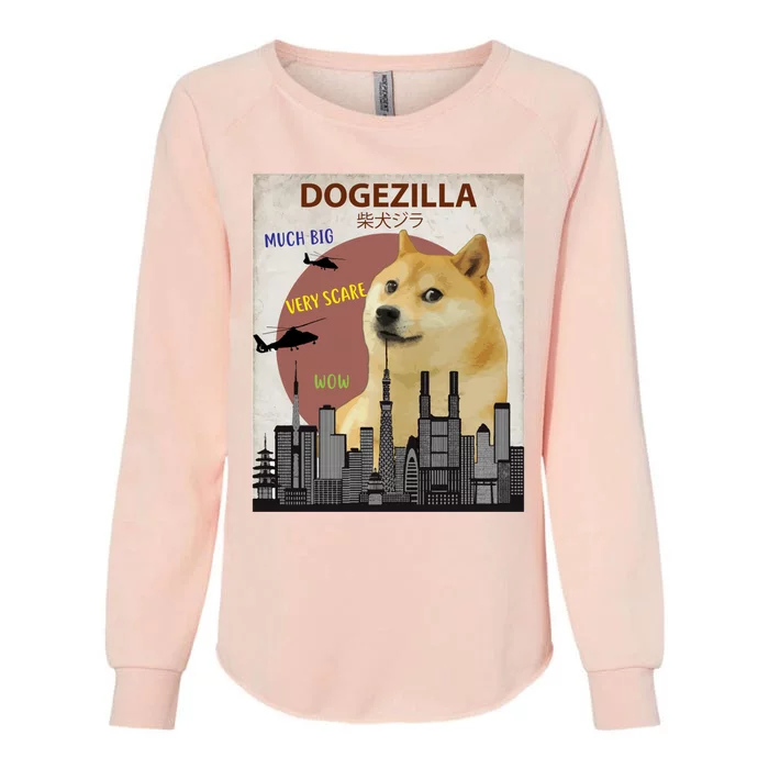 Dogezilla Funny Doge Meme Giant Shiba Inu Womens California Wash Sweatshirt