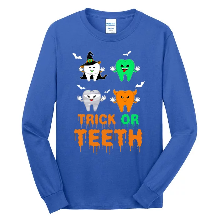 Dloo Funny Dentist Dental Trick Or Teeth Tooth Halloween Cool Gift Tall Long Sleeve T-Shirt