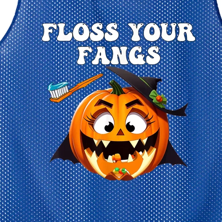 Dental Funny Floss Your Fangs Dentist Halloween Mesh Reversible Basketball Jersey Tank