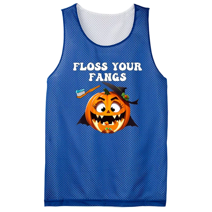 Dental Funny Floss Your Fangs Dentist Halloween Mesh Reversible Basketball Jersey Tank