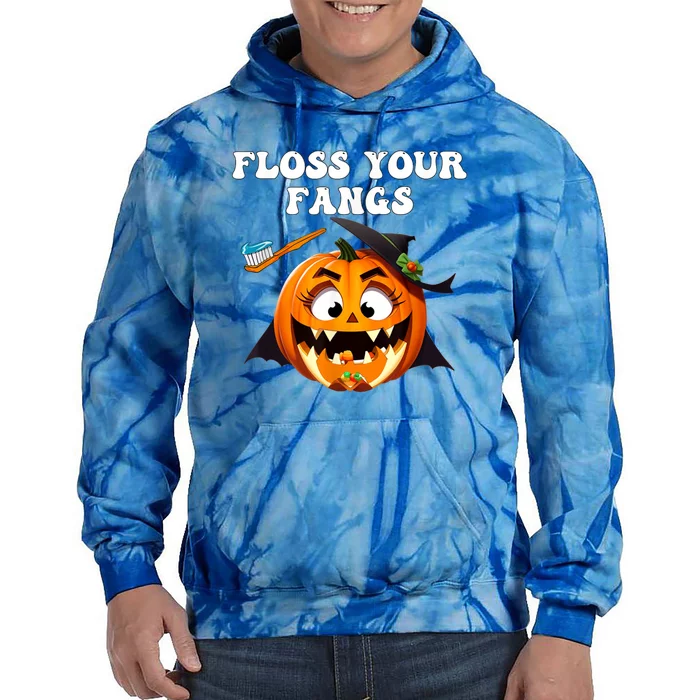 Dental Funny Floss Your Fangs Dentist Halloween Tie Dye Hoodie