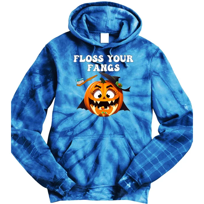 Dental Funny Floss Your Fangs Dentist Halloween Tie Dye Hoodie