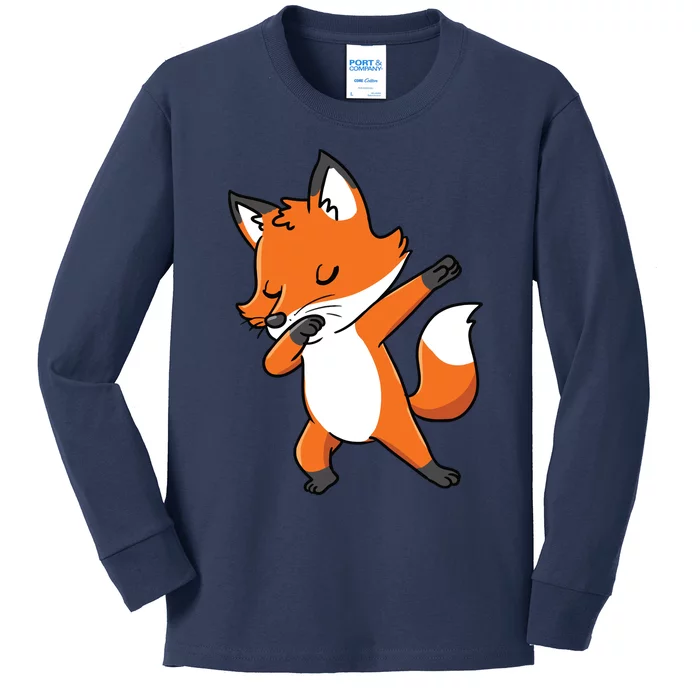 Dabbing Fox For Fox Lover Kids Long Sleeve Shirt