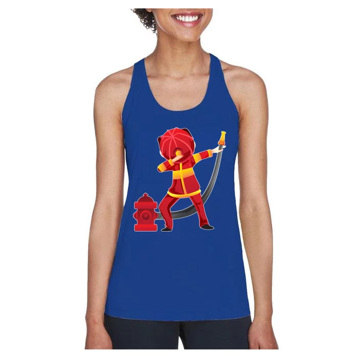 Dabbing Firefighter Funny Gift Fire Gift Women's Racerback Tank