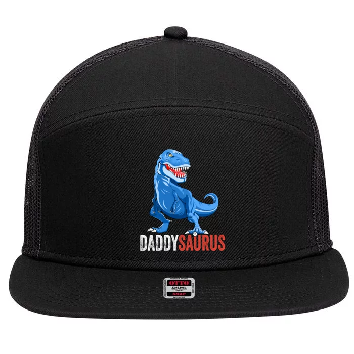 Daddysaurus Funny Fathers Day T Rex Daddy Saurus Sweat 7 Panel Mesh Trucker Snapback Hat